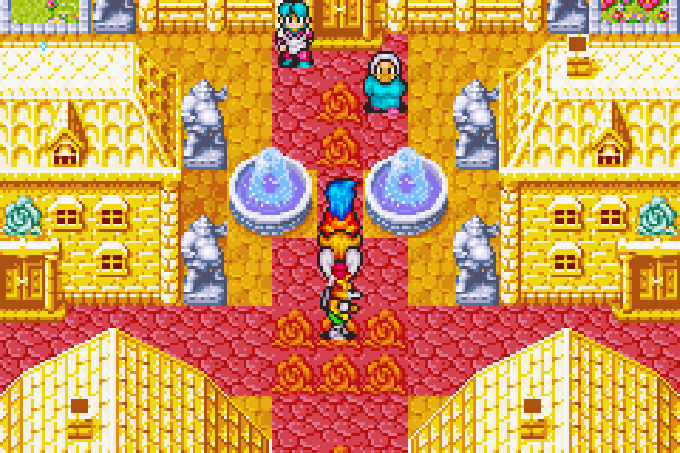 Die Stadt Auria besteht größtenteils aus Gold und ist von stetigem Sonnenschein gesegnet (Game Boy Advance)